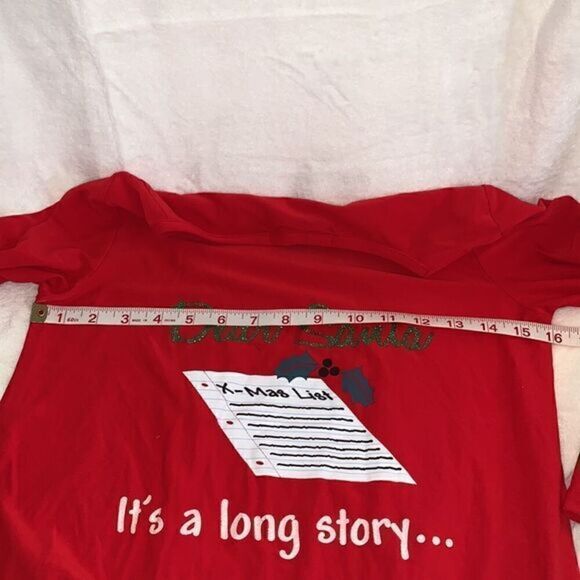 Derek Heart Santa It's A Long Story 3/4 Bell Sleeves Tee‎ Shirt Size Med 10/12 - Picture 6 of 9